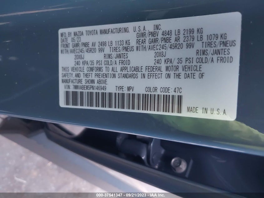 VIN 7MMVABEM5PN146949 2023 MAZDA CX-50 2.5 S PREMIUM PLUS