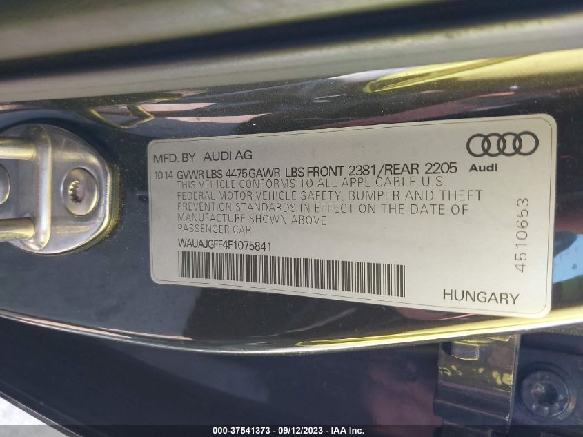 VIN WAUAJGFF4F1075841 2015 AUDI A3 no.9