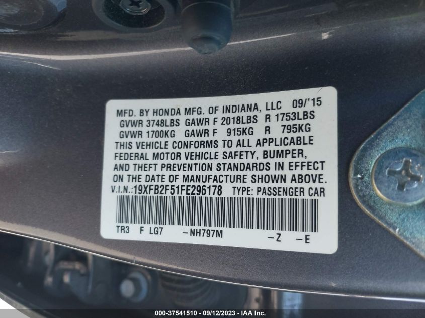 2015 HONDA CIVIC SEDAN LX - 19XFB2F51FE296178
