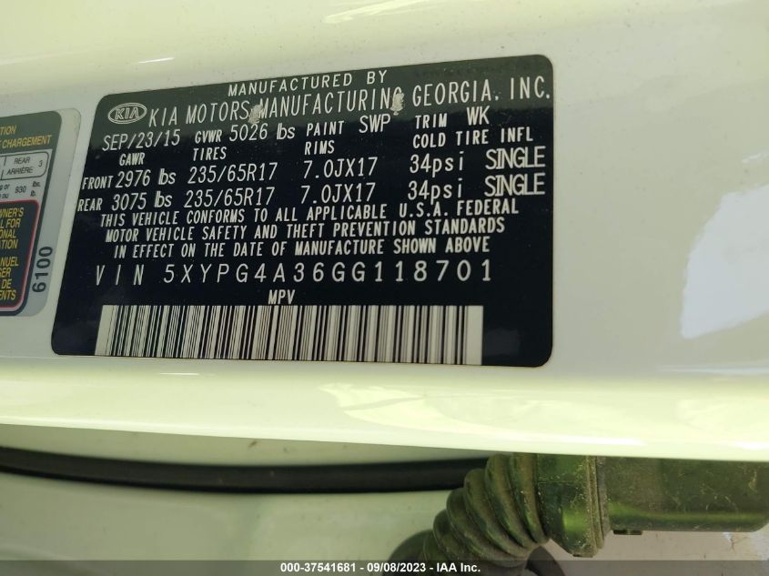 2016 KIA SORENTO LX - 5XYPG4A36GG118701