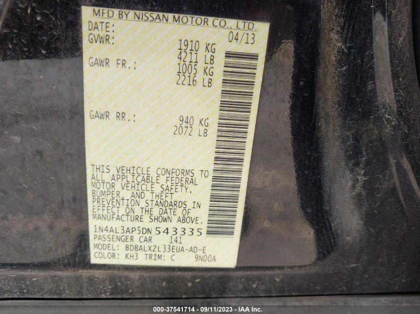 2013 NISSAN ALTIMA 2.5 SL - 1N4AL3AP5DN543335