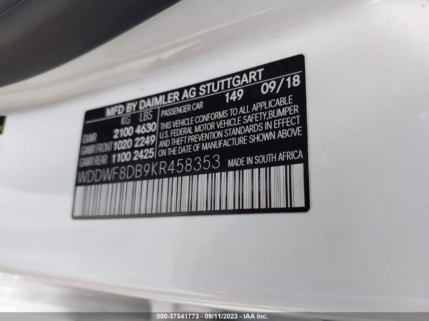 2019 MERCEDES-BENZ C-CLASS C 300 - WDDWF8DB9KR458353