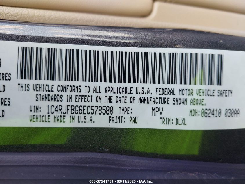 2014 JEEP GRAND CHEROKEE LIMITED - 1C4RJFBG6EC578580