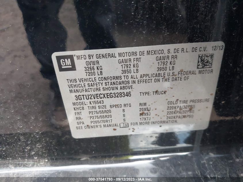 2014 GMC SIERRA 1500 SLT - 3GTU2VECXEG328346