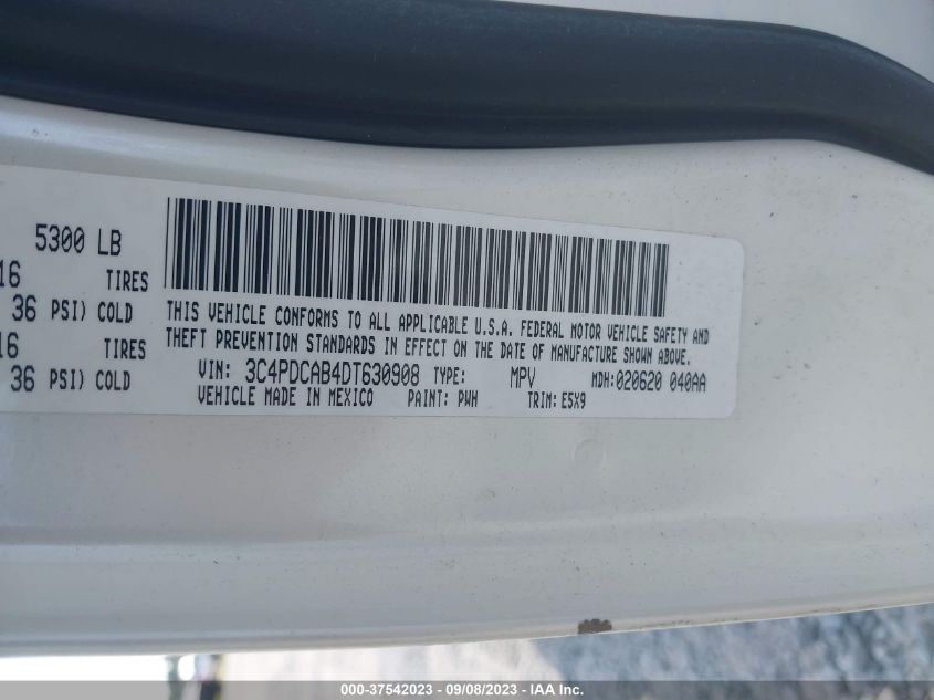 2013 DODGE JOURNEY AMERICAN VALUE PKG - 3C4PDCAB4DT630908