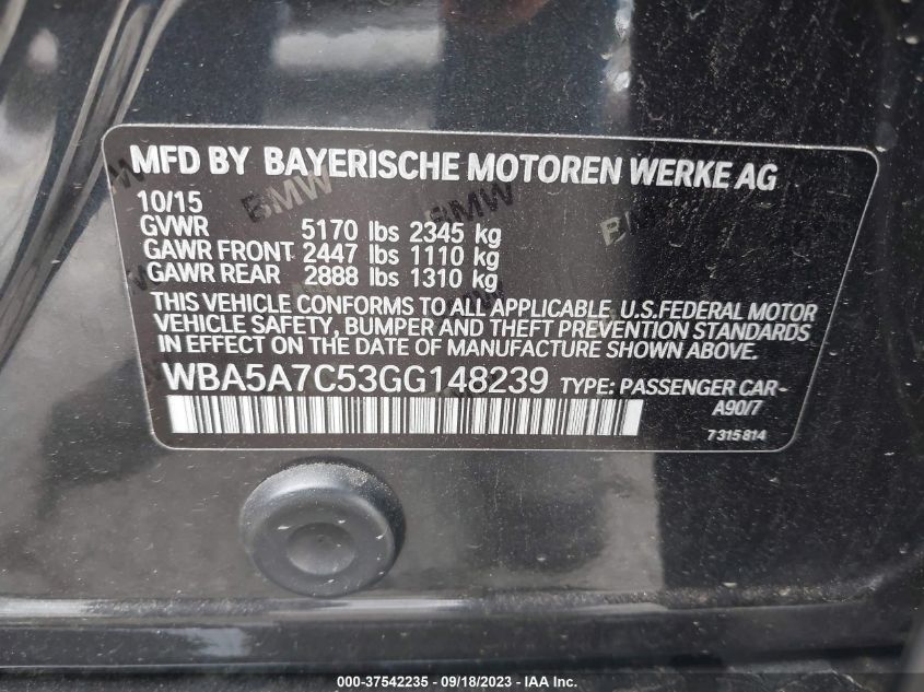 2016 BMW 528I XDRIVE WBA5A7C53GG148239