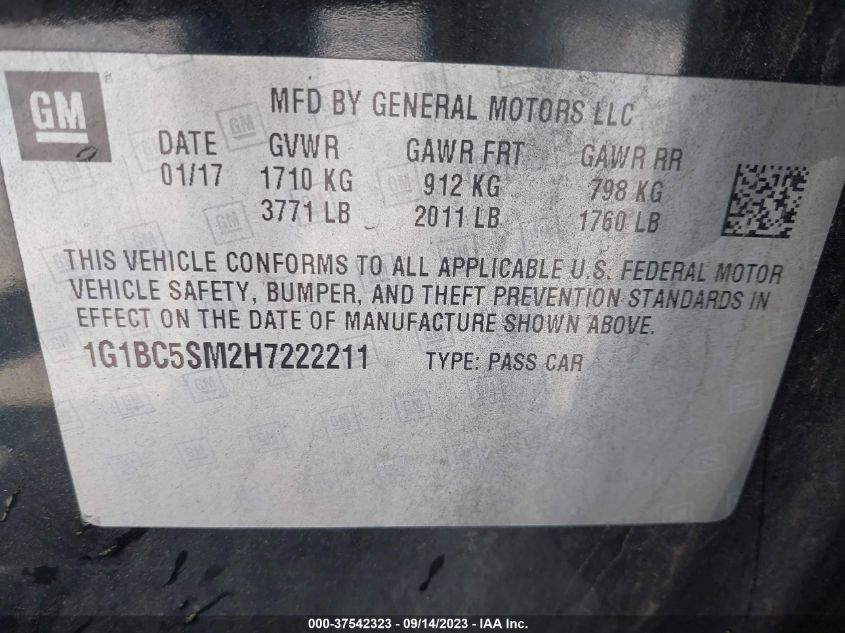 2017 CHEVROLET CRUZE LS - 1G1BC5SM2H7222211
