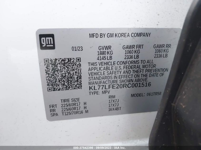 KL77LFE20RC001516 Chevrolet Trax LS 9