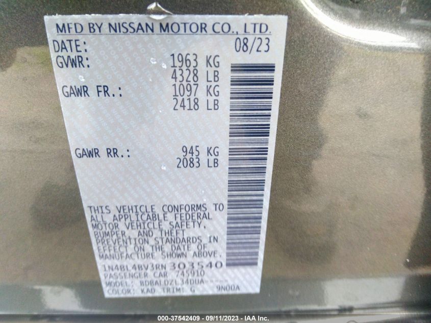 2024 NISSAN ALTIMA 2.5 S - 1N4BL4BV3RN303540