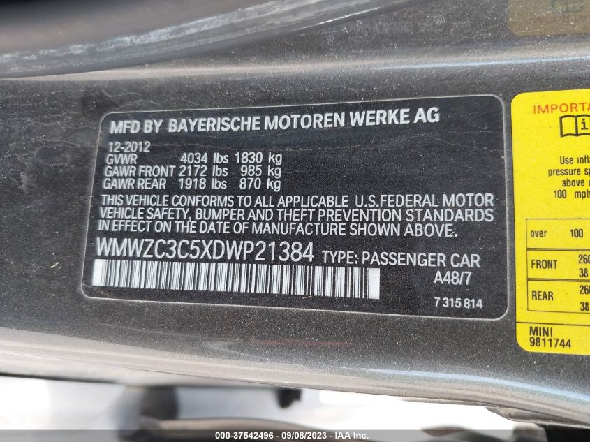 2013 MINI COUNTRYMAN COOPER S WMWZC3C5XDWP21384