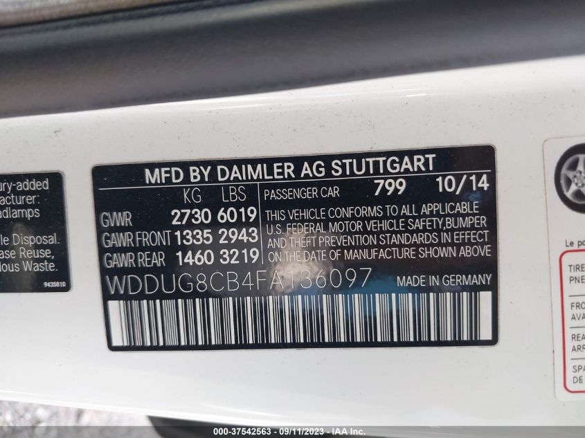 2015 MERCEDES-BENZ S 550 WDDUG8CB4FA136097