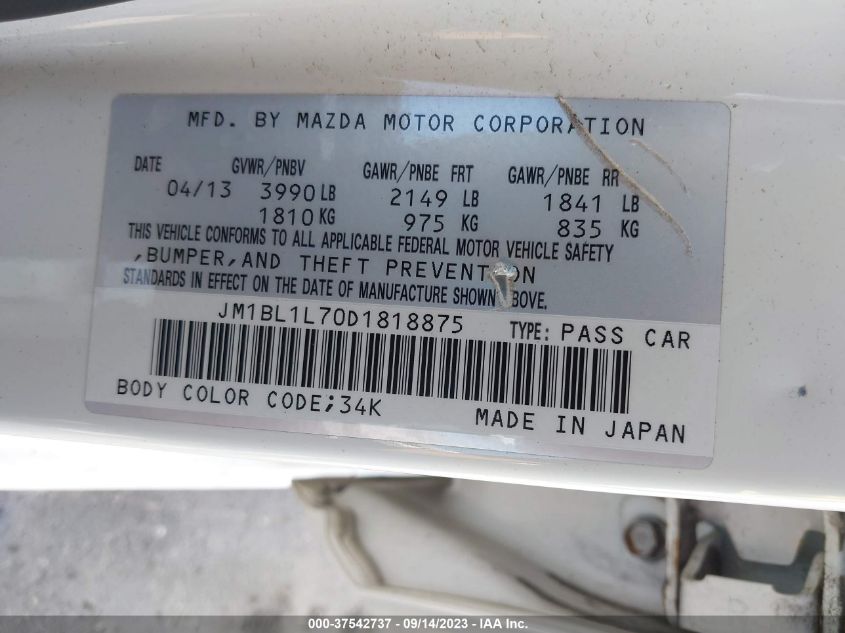 2013 MAZDA MAZDA3 I TOURING - JM1BL1L70D1818875