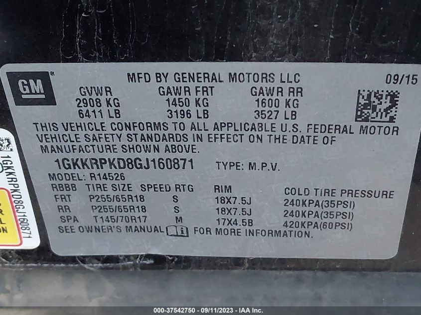 2016 GMC ACADIA SLE - 1GKKRPKD8GJ160871