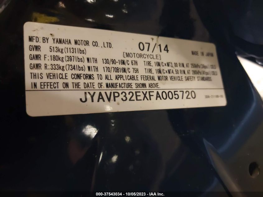 2015 YAMAHA XVS1300 CT/CTB JYAVP32EXFA005720