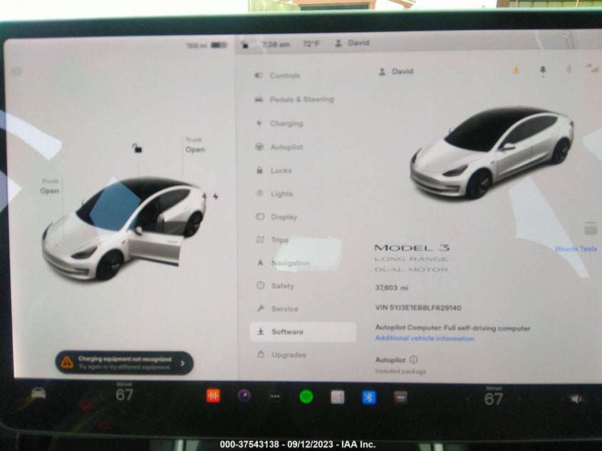 VIN 5YJ3E1EB8LF629140 2020 TESLA MODEL 3
