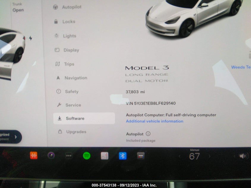 VIN 5YJ3E1EB8LF629140 2020 TESLA MODEL 3