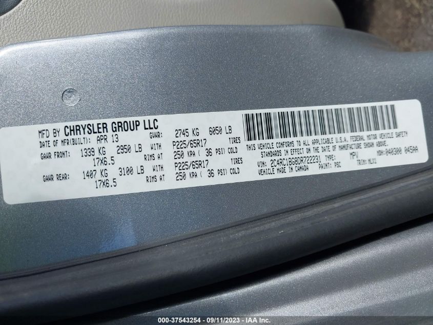 2013 CHRYSLER TOWN & COUNTRY TOURING - 2C4RC1BG8DR722231