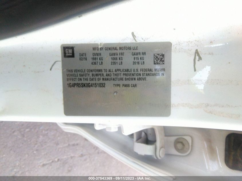 2016 BUICK VERANO CONVENIENCE - 1G4PR5SK0G4151032
