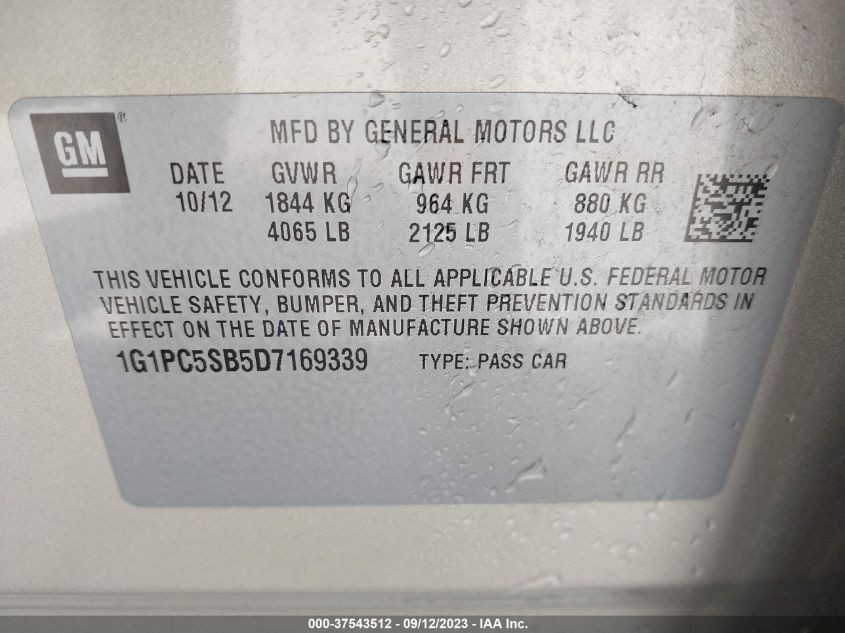 2013 CHEVROLET CRUZE 1LT - 1G1PC5SB5D7169339