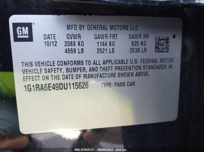 2013 CHEVROLET VOLT - 1G1RA6E49DU115626