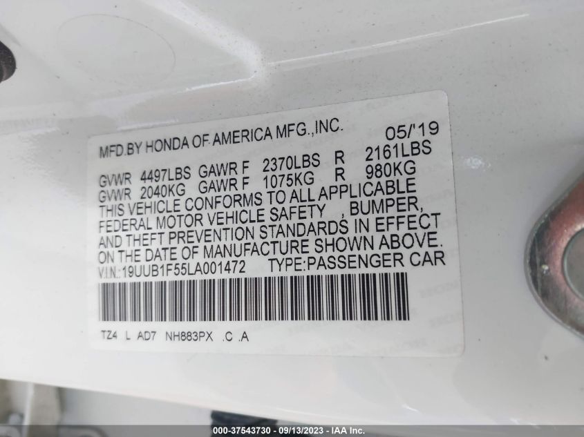 19UUB1F55LA001472 Acura TLX W/TECHNOLOGY PKG 9