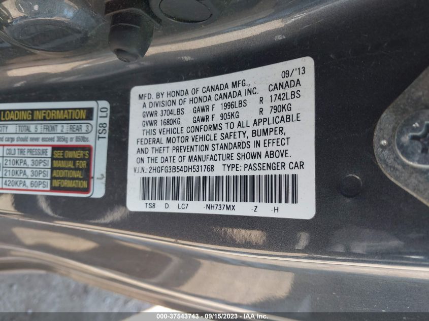 2013 HONDA CIVIC CPE LX - 2HGFG3B54DH531768