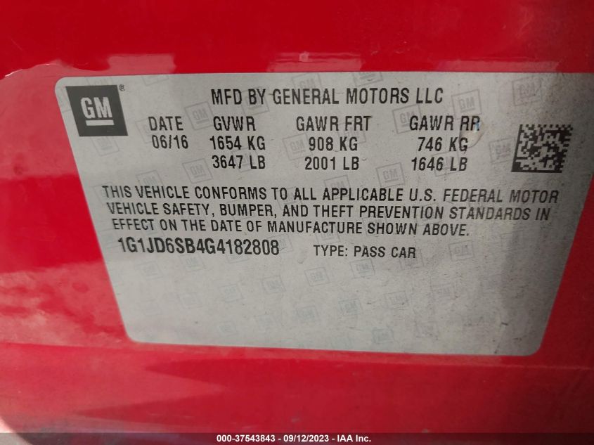 2016 CHEVROLET SONIC LT - 1G1JD6SB4G4182808