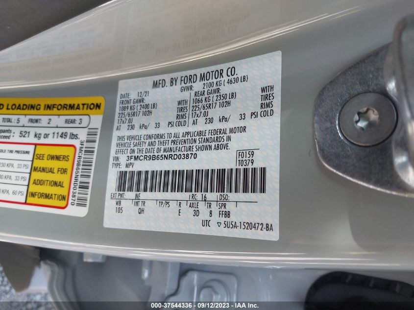 2022 FORD BRONCO SPORT BIG BEND - 3FMCR9B65NRD03870