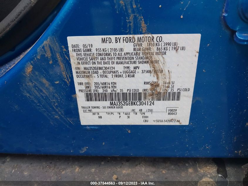 2019 FORD ECOSPORT SE - MAJ3S2GE8KC304124