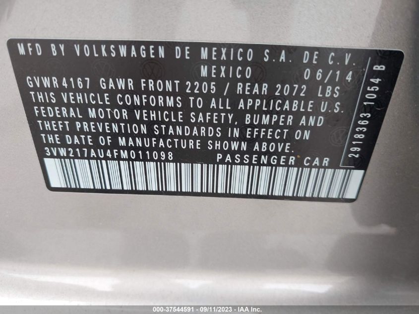 2015 VOLKSWAGEN GOLF TSI SE - 3VW217AU4FM011098