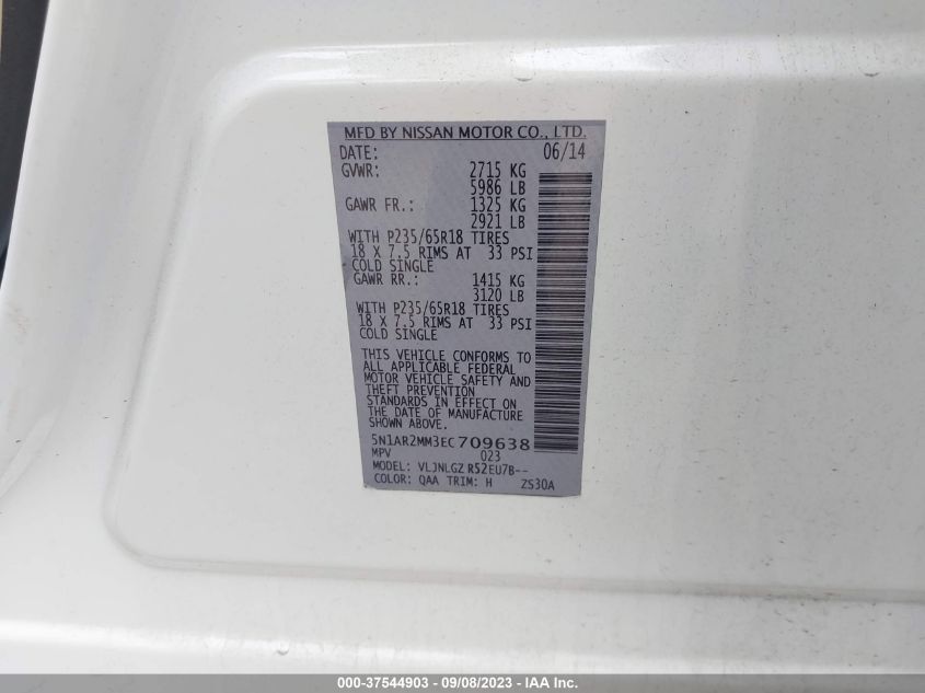 2014 NISSAN PATHFINDER SL - 5N1AR2MM3EC709638