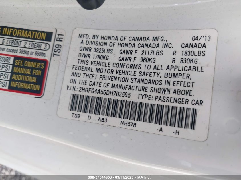 2013 HONDA CIVIC CPE SI - 2HGFG4A56DH703595