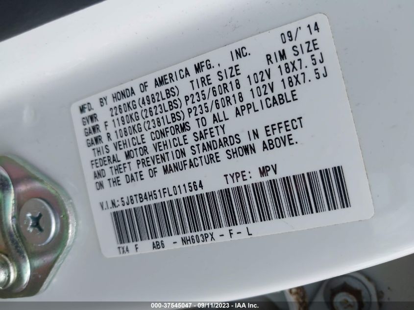 2015 ACURA RDX TECH PKG - 5J8TB4H51FL011564