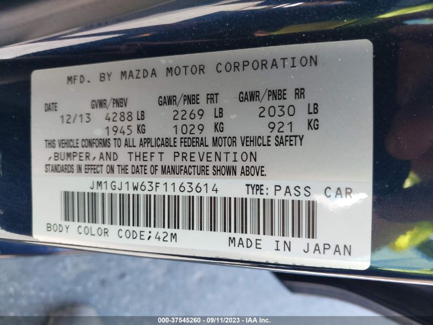 2015 MAZDA MAZDA6 I GRAND TOURING - JM1GJ1W63F1163614