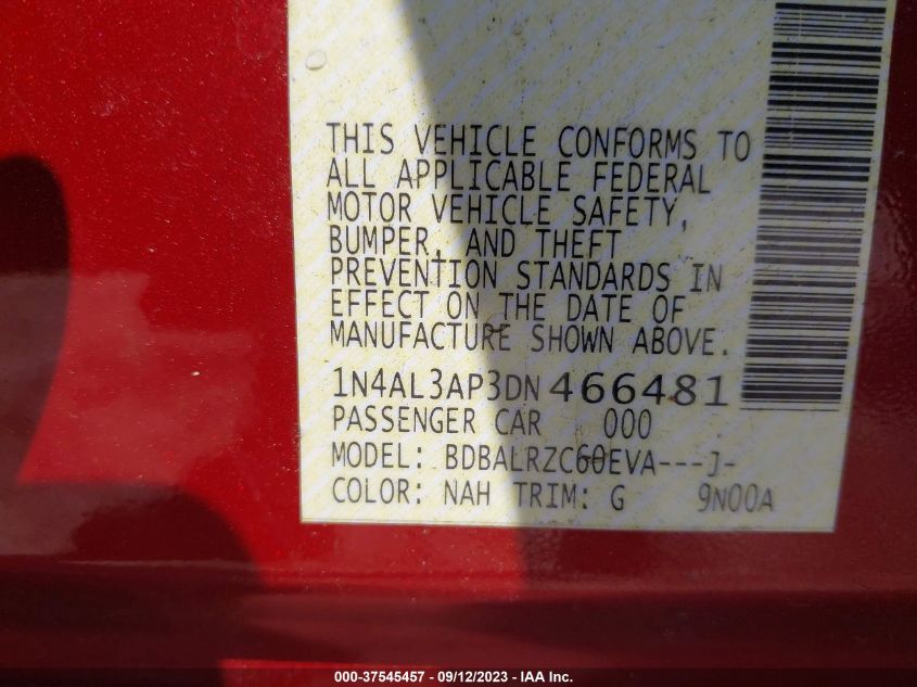2013 NISSAN ALTIMA 2.5 S - 1N4AL3AP3DN466481