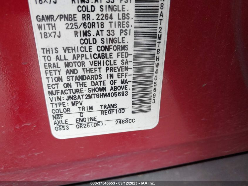 2017 NISSAN ROGUE S/SL/SV - JN8AT2MT8HW405693
