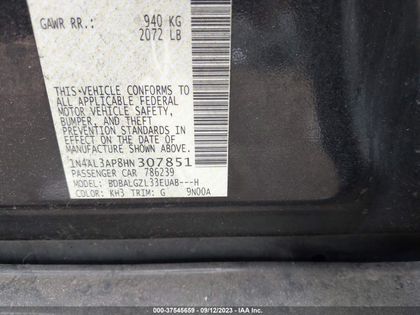 2017 NISSAN ALTIMA 2.5 S - 1N4AL3AP8HN307851