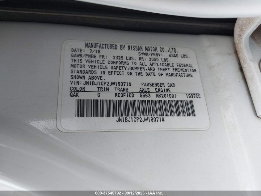 2018 NISSAN ROGUE SPORT S/SV/SL - JN1BJ1CP2JW190714