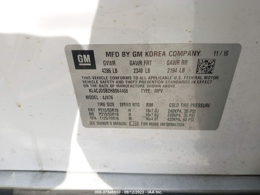 2017 BUICK ENCORE PREMIUM - KL4CJDSB2HB064468