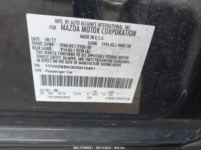 2013 MAZDA MAZDA6 I SPORT - 1YVHZ8BH3D5M16461
