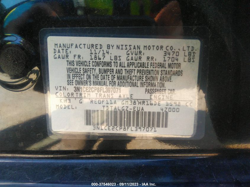 2015 NISSAN VERSA NOTE SR - 3N1CE2CP8FL397071