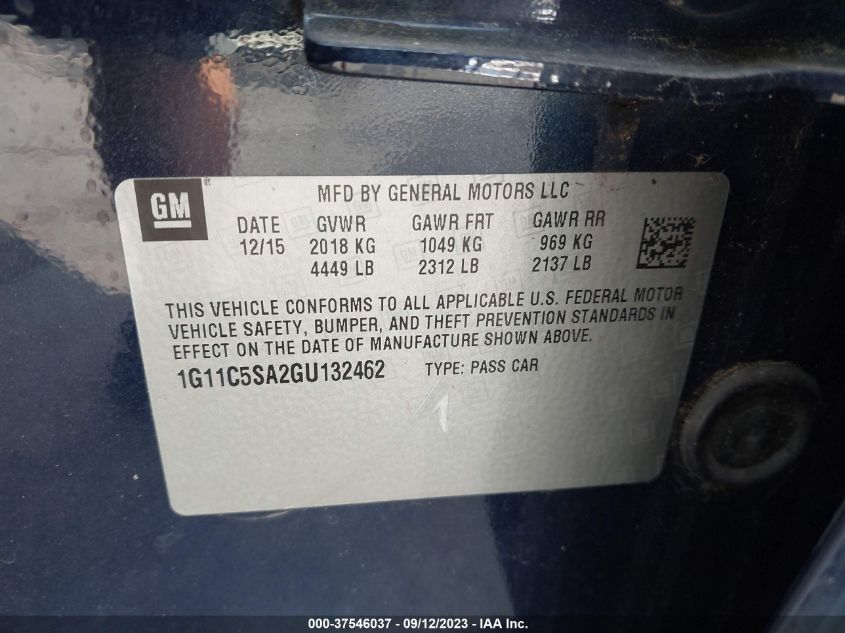 2016 CHEVROLET MALIBU LIMITED LT - 1G11C5SA2GU132462