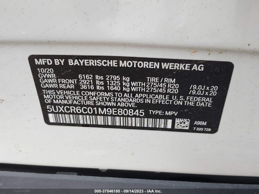 5UXCR6C01M9E80845 BMW X5 XDRIVE40I 9