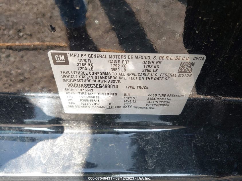 2014 CHEVROLET SILVERADO 1500 LTZ - 3GCUKSEC3EG498014