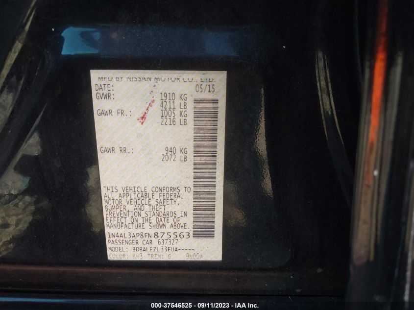 2015 NISSAN ALTIMA 2.5 - 1N4AL3AP8FN875563