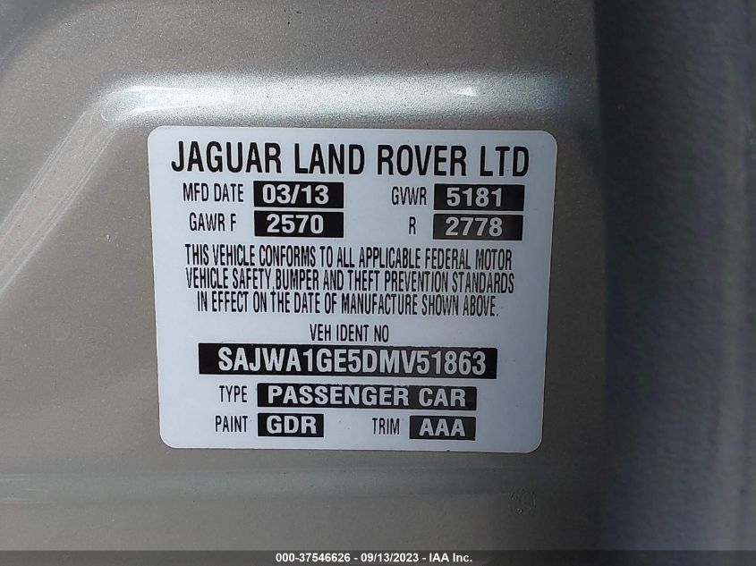 2013 JAGUAR XJ SUPERCHARGED - SAJWA1GE5DMV51863