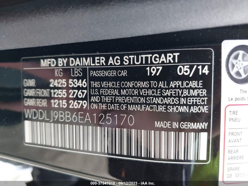 2014 MERCEDES-BENZ CLS-CLASS CLS 550 WDDLJ9BB6EA125170