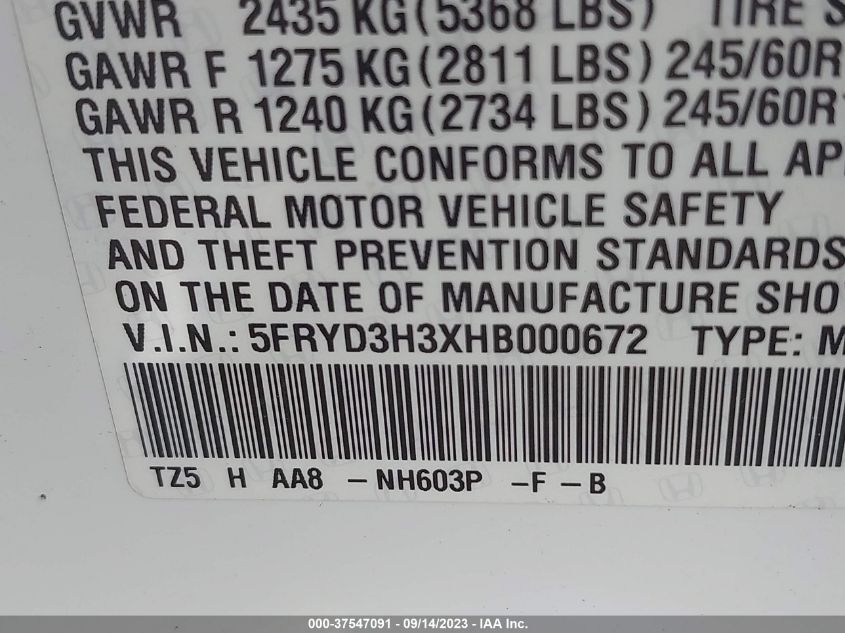 2017 ACURA MDX - 5FRYD3H3XHB000672
