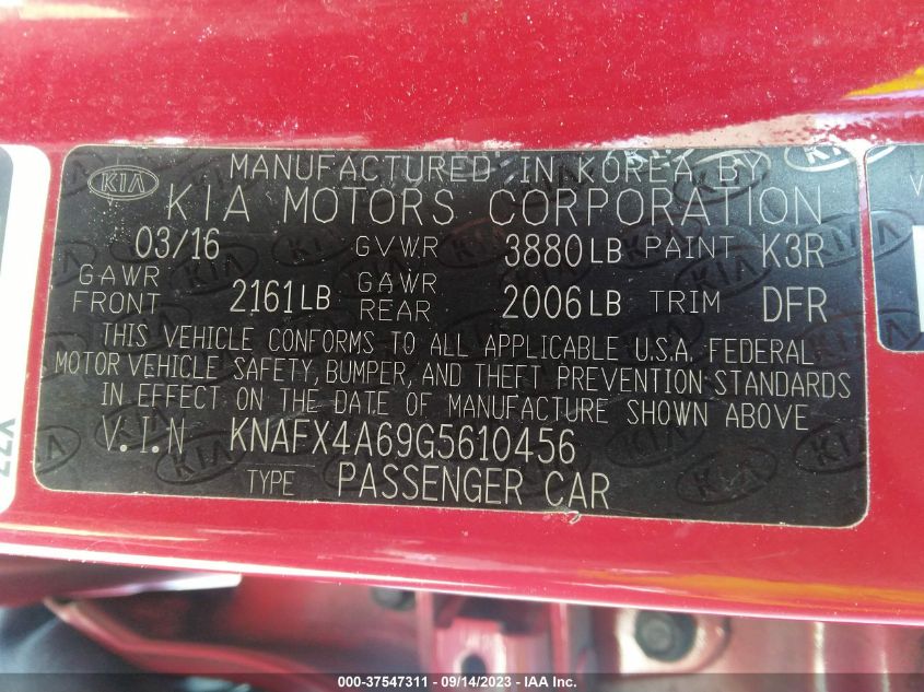 2016 KIA FORTE LX - KNAFX4A69G5610456
