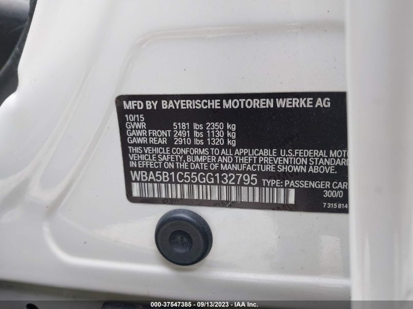 2016 BMW 5 SERIES 535I - WBA5B1C55GG132795